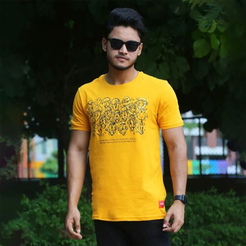  Iconic Faces Cotton T-Shirt-Yellow