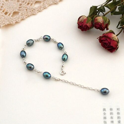 Midnight Elegance" Natural Freshwater Pearl Bracelet