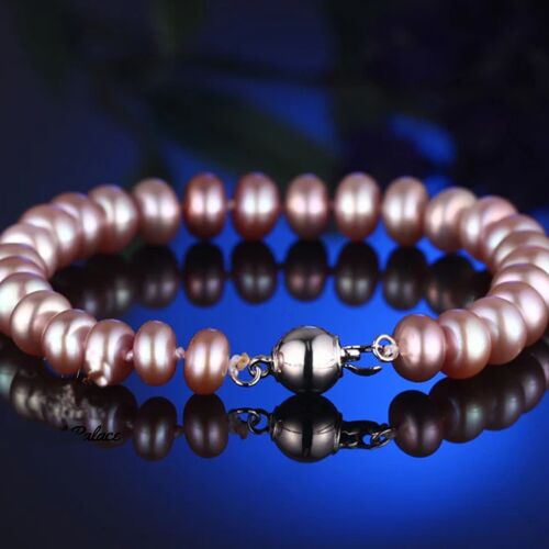 Timeless Grace Natural Pearl Bracelet-Purple