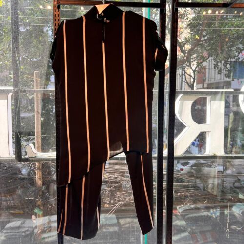 Striped Asymmetrical Tunic Set-Black