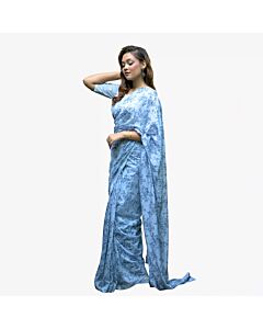 Mist Bloom Sky Blue Floral Saree