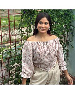 Tie Front Floral Printed Full Sleeve Summer Top - Pink