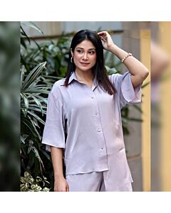 Light Lavender Shirt Pants Co-Ord by AURSI