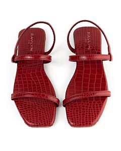 Crimson Croc-Print Sandals