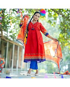 Rang Bang: Radiant Bloom Cotton Stitched Dress