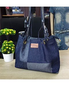 Bidora Denim Patchwork Ivy Tote Bag