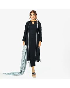  Noir Chic Black and White Premium Chinon Salwar Kameez