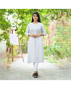 Ethereal Elegance White Printed Kamiz