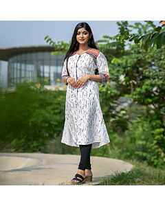 Urban Grace White Printed Kamiz