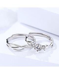 "Couple Ring-ST-925 WT- 4A 1R"