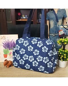 Hibiscus Breeze Denim Handbag