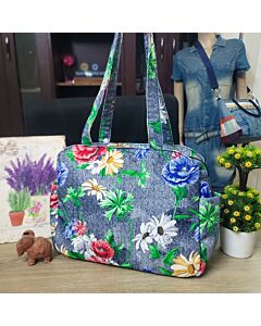 Floral Charm Denim Handbag