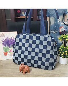Classic Checkered Denim Handbag