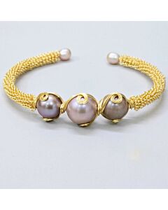 Classic Beauty" 14k Gold-Plated Adjustable Pearl Bracelet