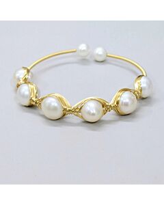 Gilded Harmony" Adjustable Freshwater Pearl Bracelet