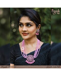 Blush Cascade Long Necklace Set