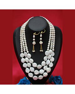 Pearl Majesty Triple Layer Coin & Freshwater Pearl Set