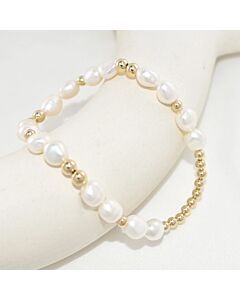 Golden Radiance" 14K Gold-Filled Elastic Pearl Bracelet
