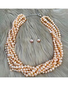 Coral Whisper Multi-Strand Pearl Set