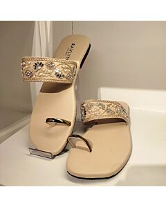 Golden Blossom Flat Sandals