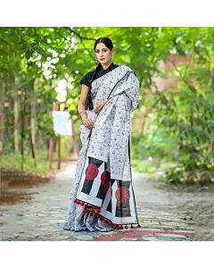 Monochrome Symphony Handwoven Saree