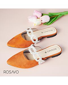 Orange Chain-Detail Mules