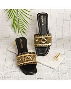 Javana Black Embellished Heel