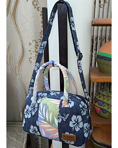 Violet Bag-Denim Blue & Floral Print