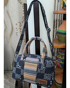 Violet Bag-Denim Nakshi print