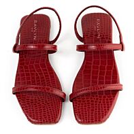 Crimson Croc-Print Sandals