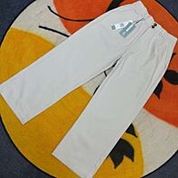 Twill Gabardine Wide Leg Pants - Off White