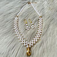 Golden Bloom Serenity Pearl Necklace Set