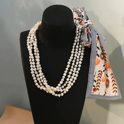 Elegant Cascade" Natural Baroque Freshwater Pearl Necklace