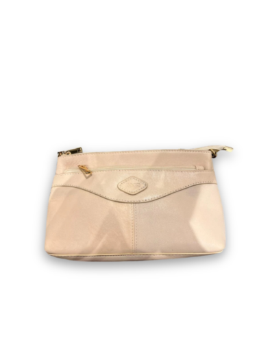 The Sculpted Leather Essentials Pouch-Beige