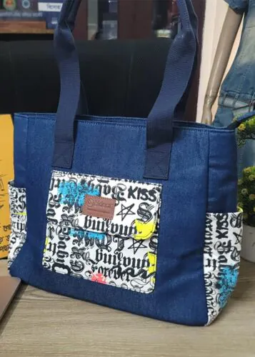 Cinderella Bag-Denim Sky Blue & Floral Print