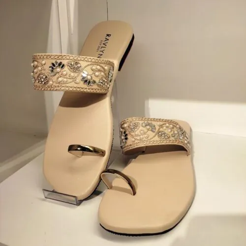 Golden Blossom Flat Sandals-38