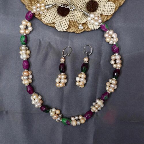 Elysian Garden - Freshwater Pearl & Gemstone Jewelry Set