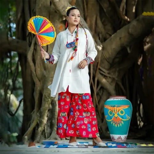 Colorful Fusion Cotton Stitched Dress