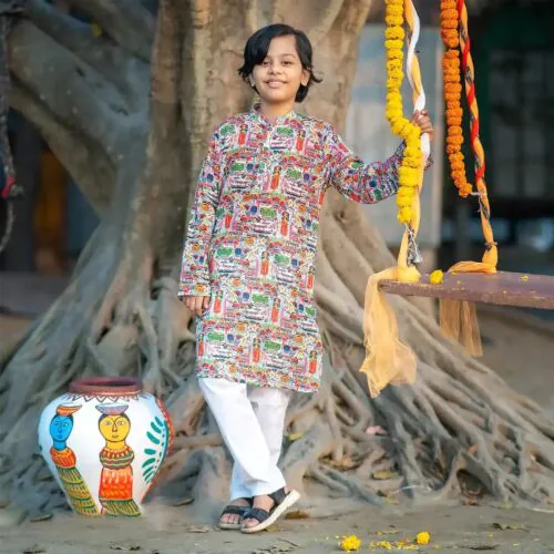 Colorful Heritage - Kids' Traditional Motif Panjabi-14-15