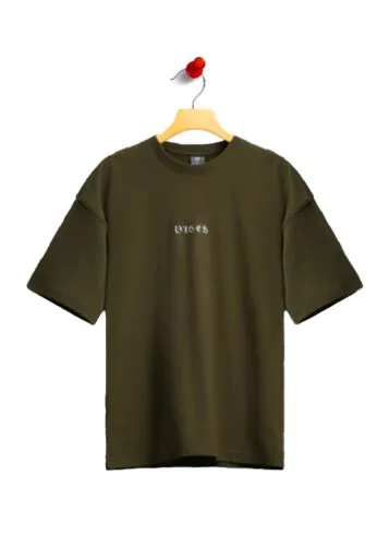 Solid Olive Drop Shoulder