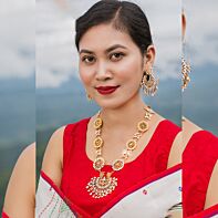 Golden Floral Cascade Necklace Set