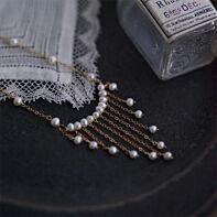 Golden Cascade Tassel Necklace with Natural Pearls