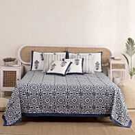 Handblock Printed Bedsheet Set - Messina Indigo