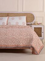 Handblock Printed Quilt, Bedsheet & Pillow Covers Set - Messina Pink