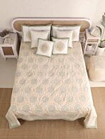 Handblock Printed Bedsheet Set - Valerie Cream