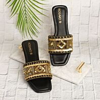 Javana Black Embellished Heel